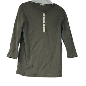 Lil legs girls sz 8 green ribbed 3/4 sleeve casual fun classic spring summer top